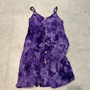 Purple Tie-Dye Button-Up Dress